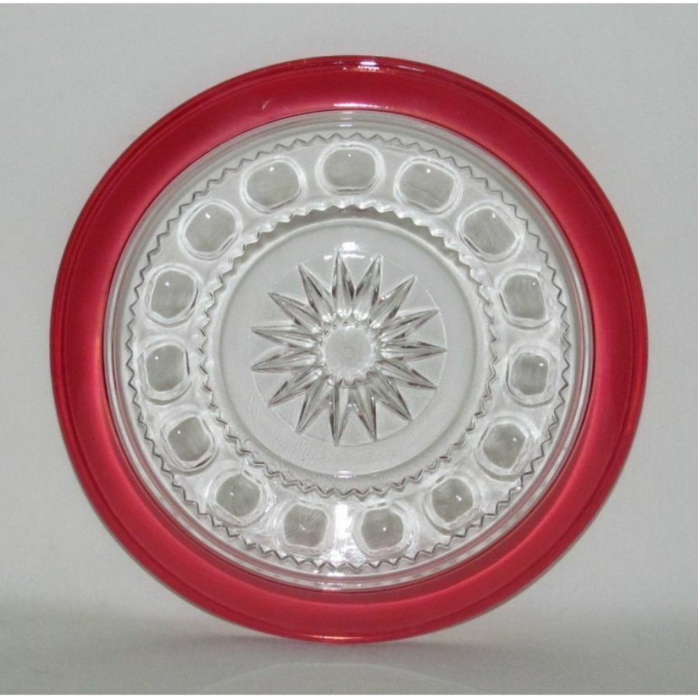 U.S. Glass Co. KINGS CROWN Ruby Stained Salad Plate (Smooth Flat Base)